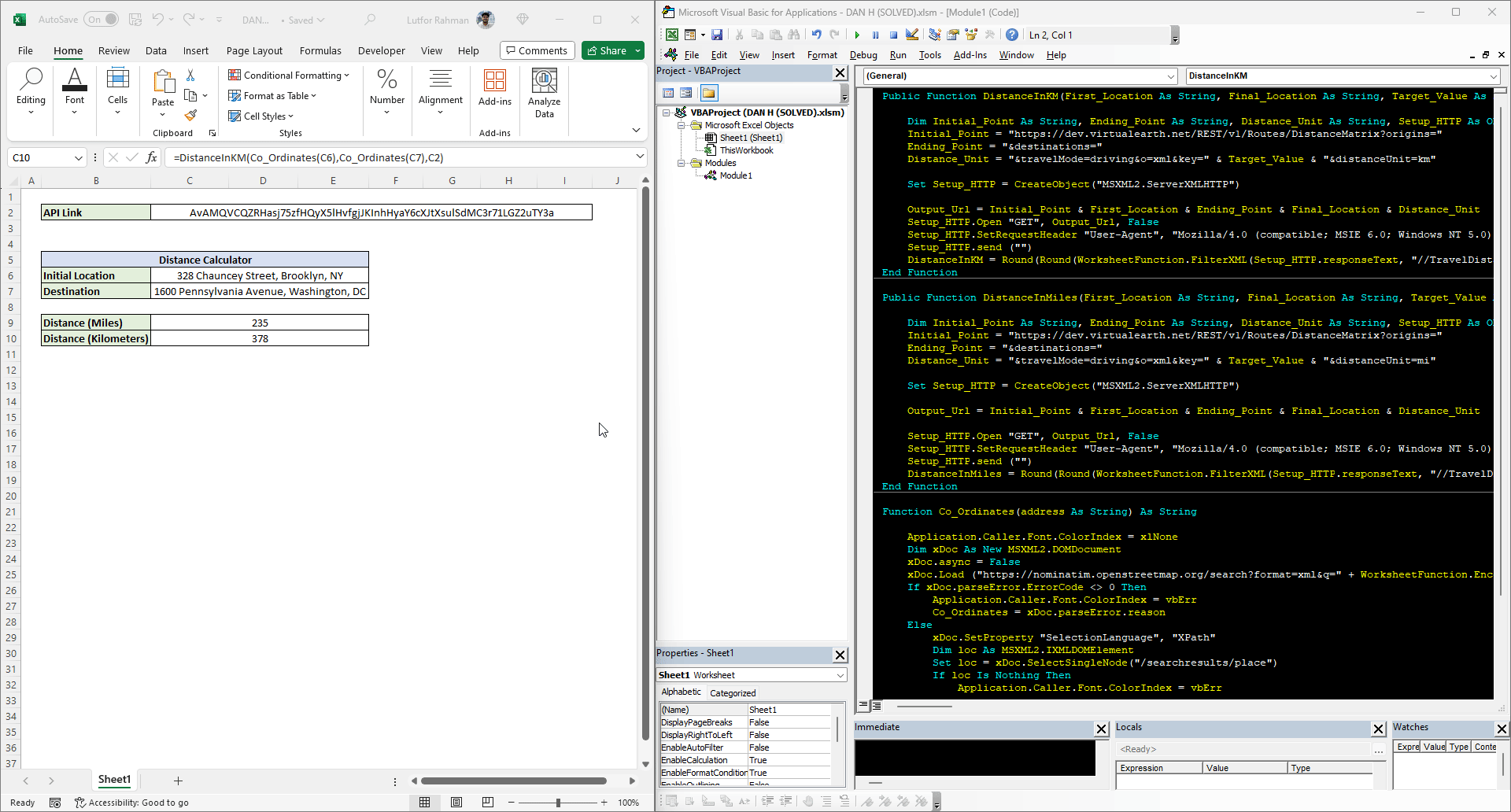 How to Calculate Distance Between Two Addresses in Excel (3 Ways)