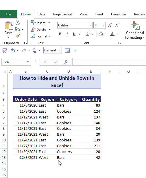 Rows in Excel (Select, InsertDelete, HideUnhide, GroupUngroup, Move