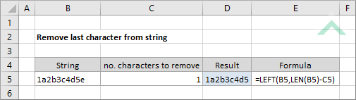 Remove last character from string using Excel and VBA Exceldome