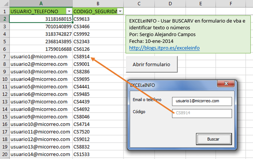 Usar BUSCARV en formulario de Excel vba e identificar texto o números
