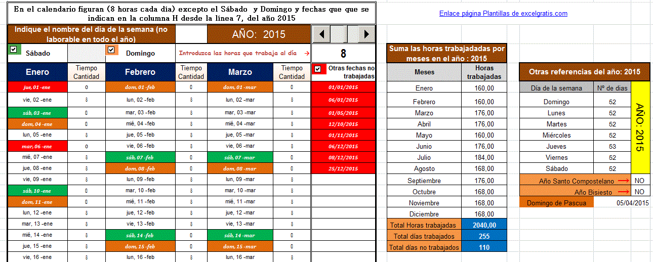 Control de horas o cantidades anuales Excel Gratis