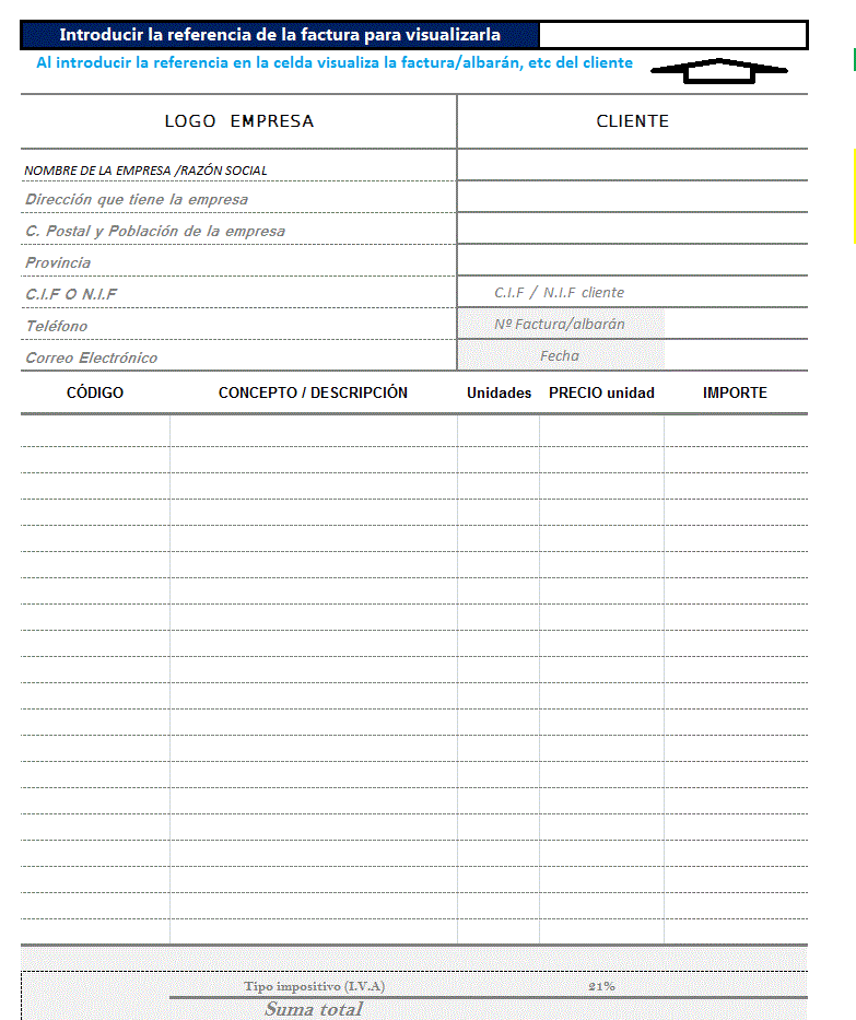 Libro de Excel con macro para guardar facturas, albaranes, etc. Excel