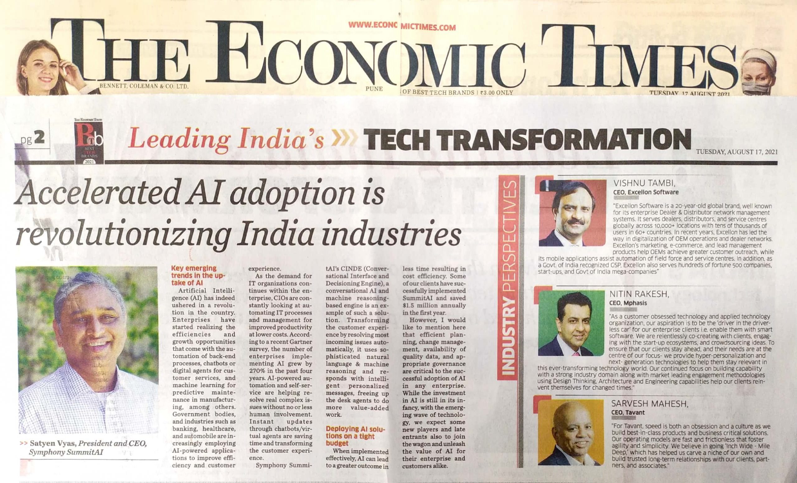 Quote By Our CEO Featured In The Economic Times