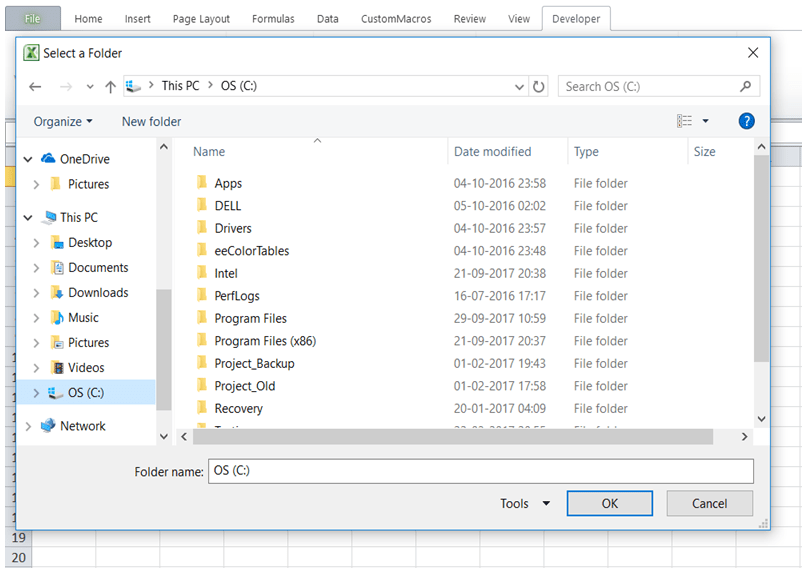 ExcelMadeEasy Vba user to select folder to save file in Excel