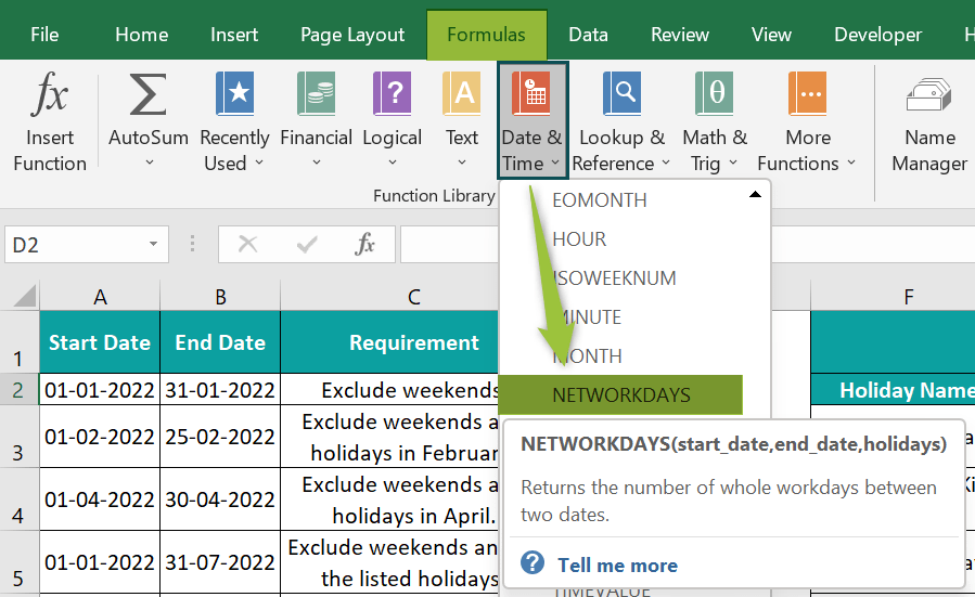 NETWORKDAYS Excel Function Formula Examples How to Use?