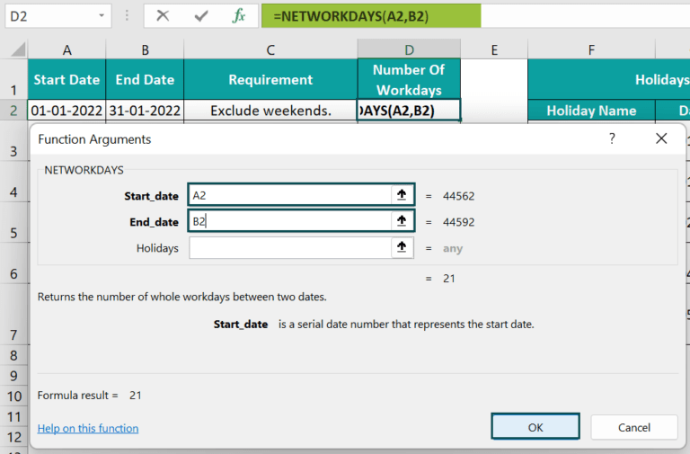 NETWORKDAYS Excel Function Formula Examples How to Use?