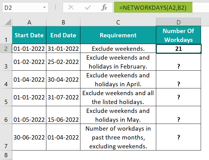 NETWORKDAYS Excel Function Formula Examples How to Use?