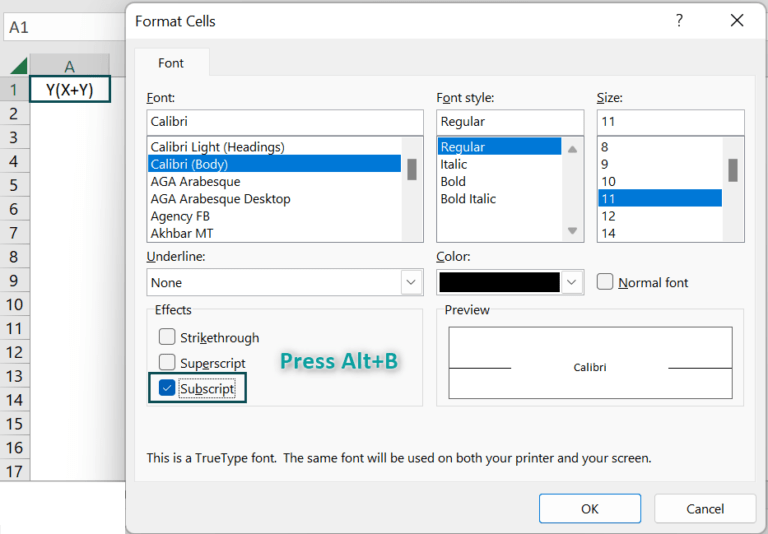 Subscript in Excel Top 4 Methods, Examples, Shortcuts