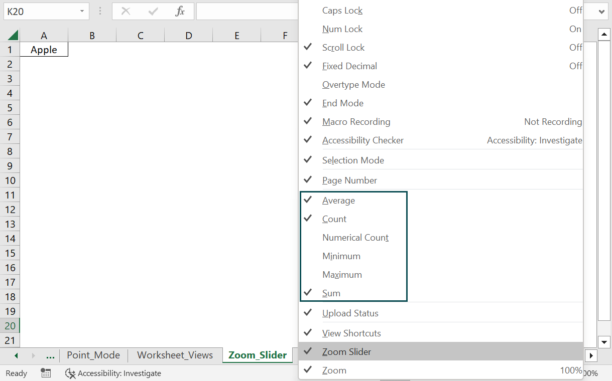 Status Bar In Excel Modes, Views, Functions, How to Customize?
