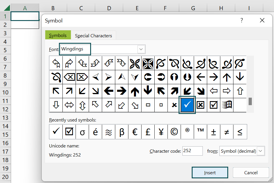 Check Mark in Excel Top 7 Ways to Insert Tick ( ) Symbol