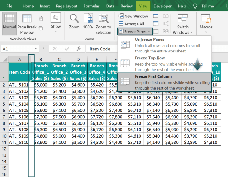 Column Lock In Excel Top 2 Ways (Freeze Panes/Protect Sheet)