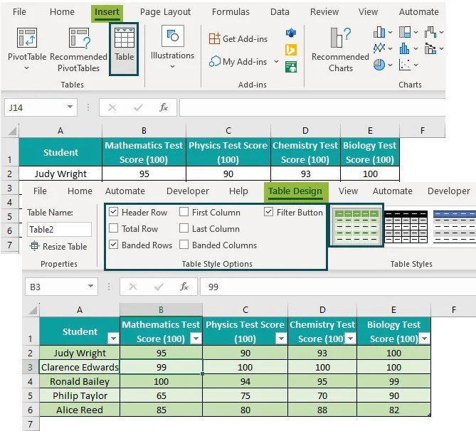 Excel Table Styles & Formats Examples, How To Create?