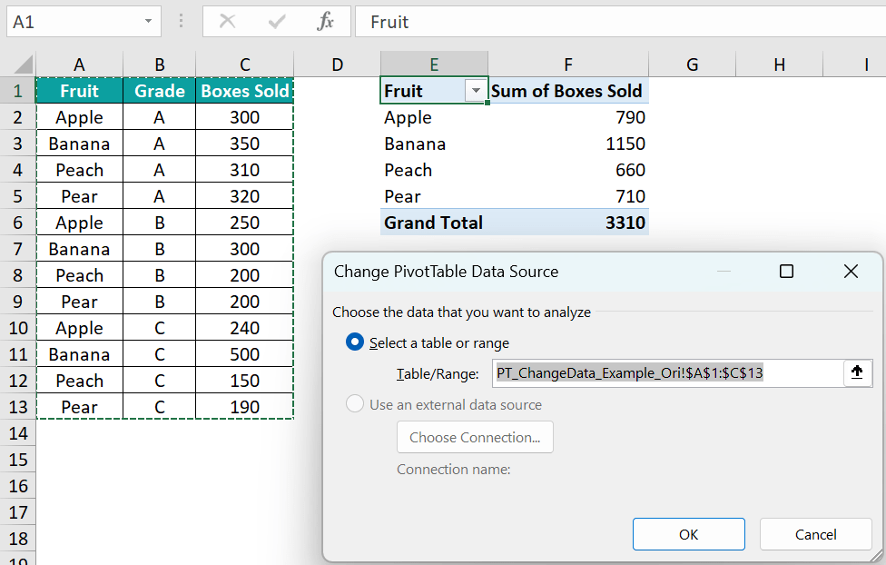 Pivot Table Change Data Source in Excel How To Locate/Change