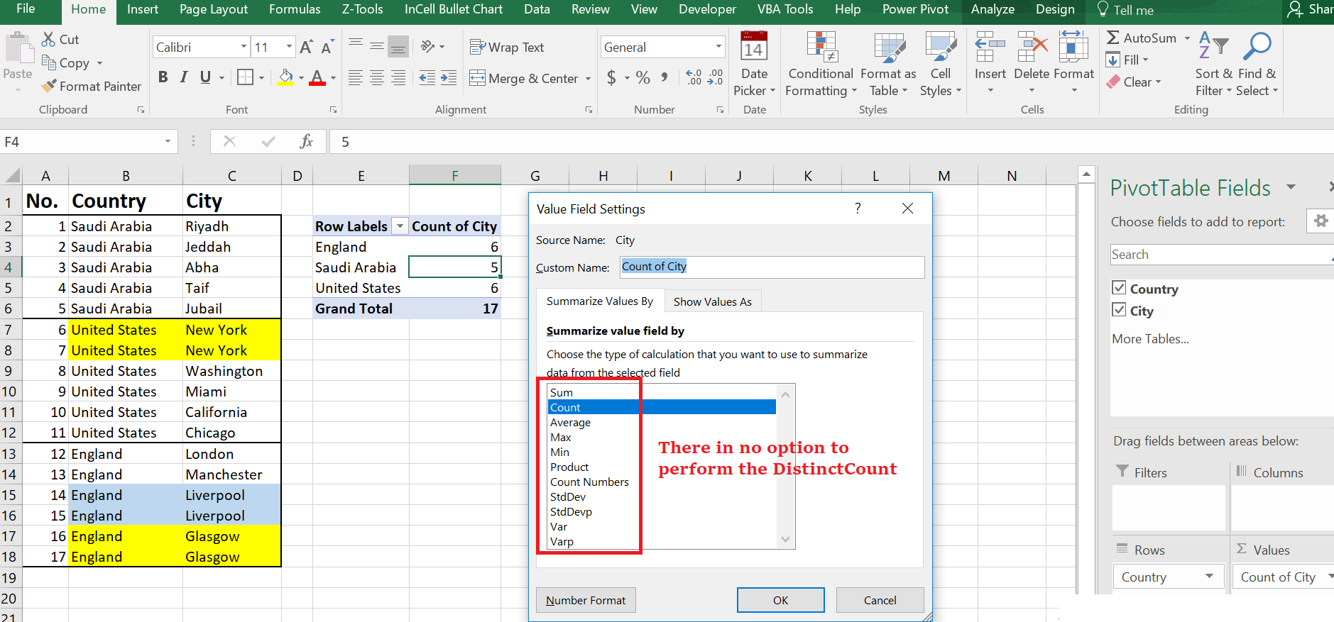 Distinct Count in Excel Power BI & Excel are better together