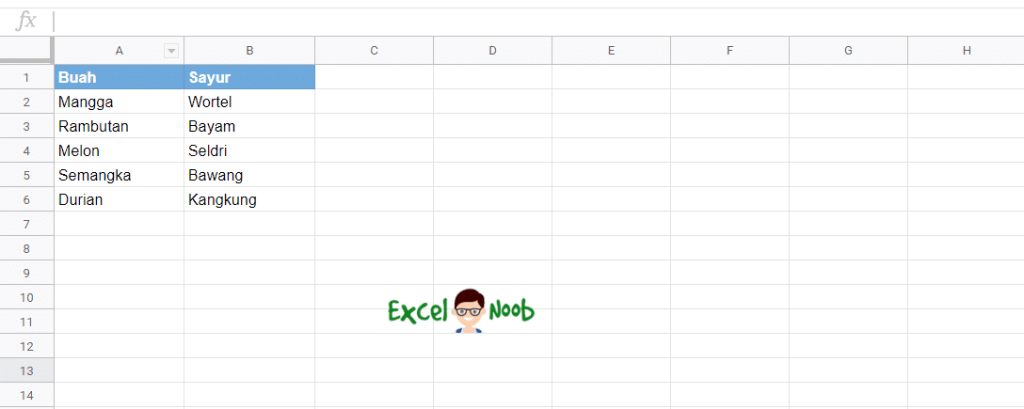 Membuat Pilihan Pada Excel