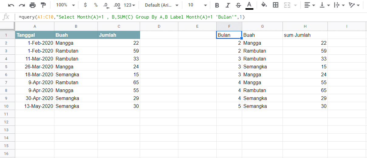 Cara Menggunakan Fungsi Month Pada Fungsi Query Google