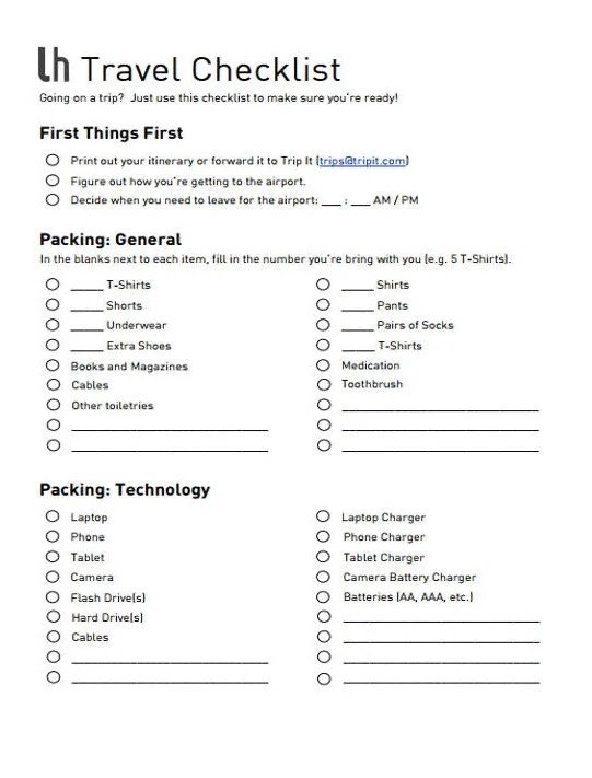 Trip Checklist Template | Free Excel Templates