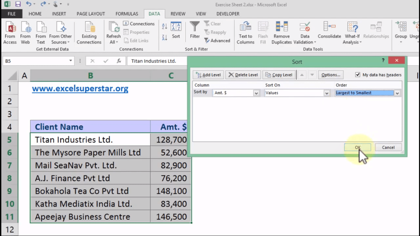 How to Sorting Data from Largest to Smallest in Excel Excel in Hindi