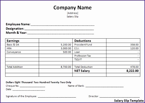 6 Basic Payslip Template Excel Excel Templates