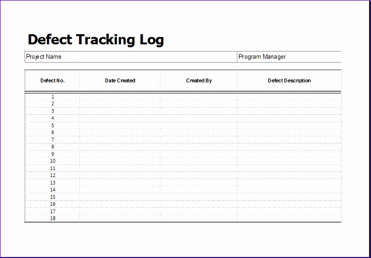 8 Defect Tracking Log Excel Templates Excel Templates