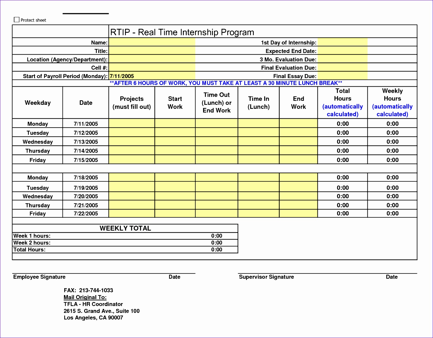 8 Excel Weekly Timesheet Template with formulas Excel Templates