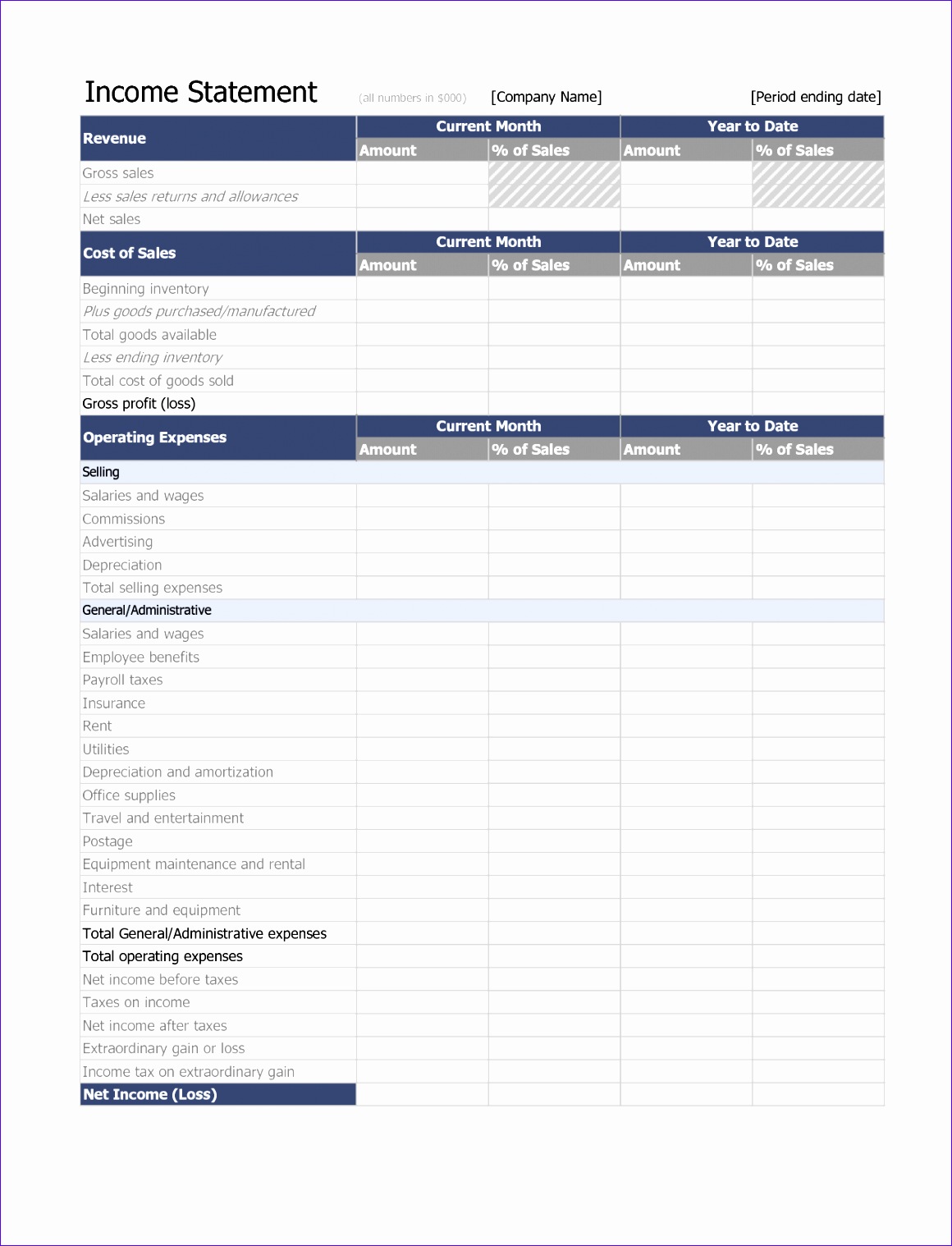 14 Statement and Balance Sheet Template Excel Excel Templates