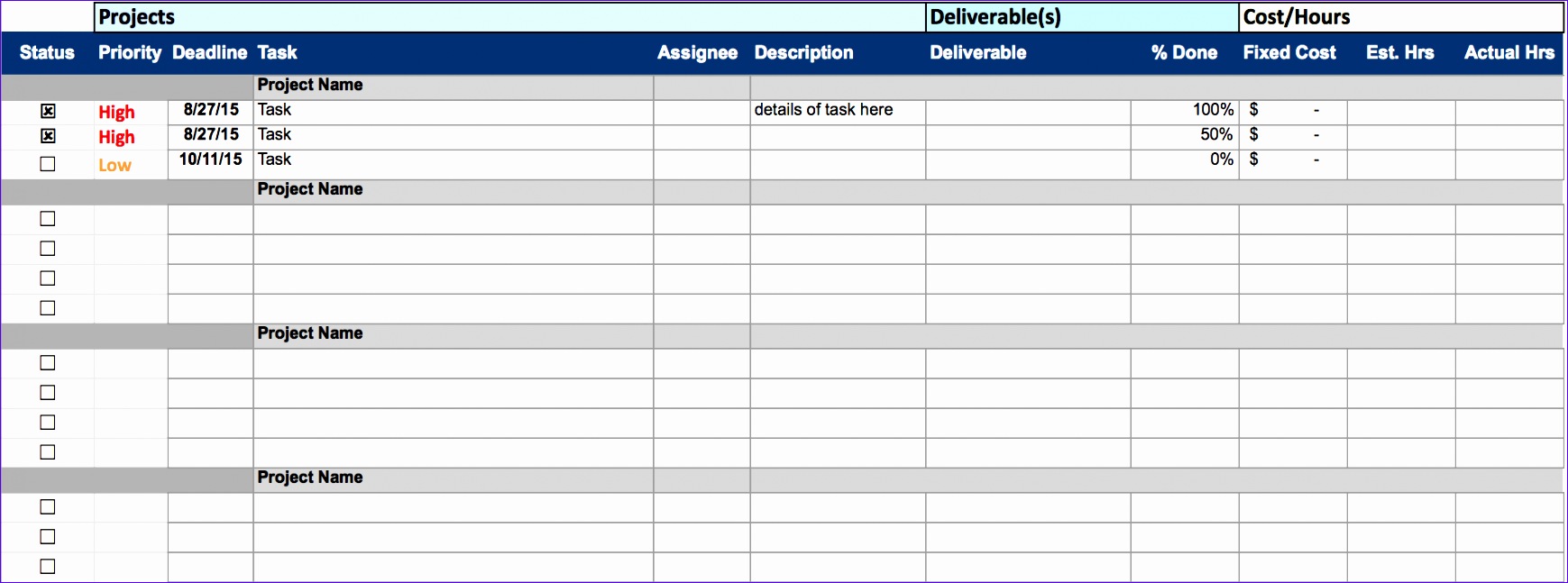 6 Project Tracking Template Excel 2010 Excel Templates