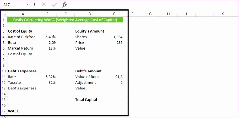 10 Wacc Excel Template Excel Templates
