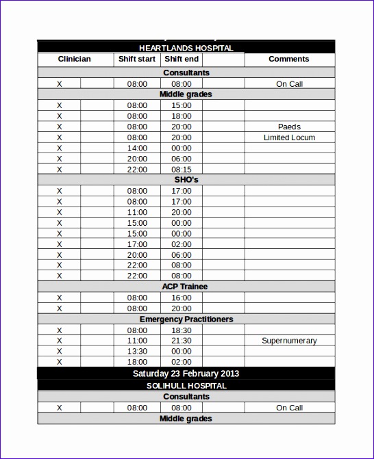 10 Work Roster Template Excel Excel Templates