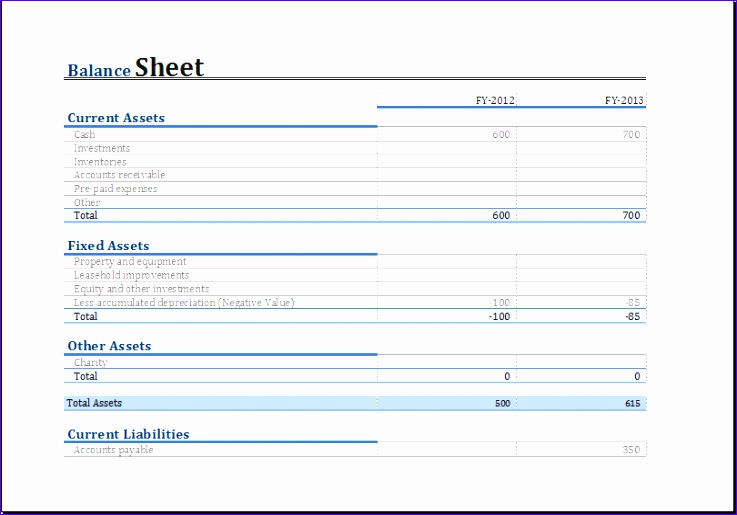 10 Yearly Comparison Balance Sheet Excel Templates