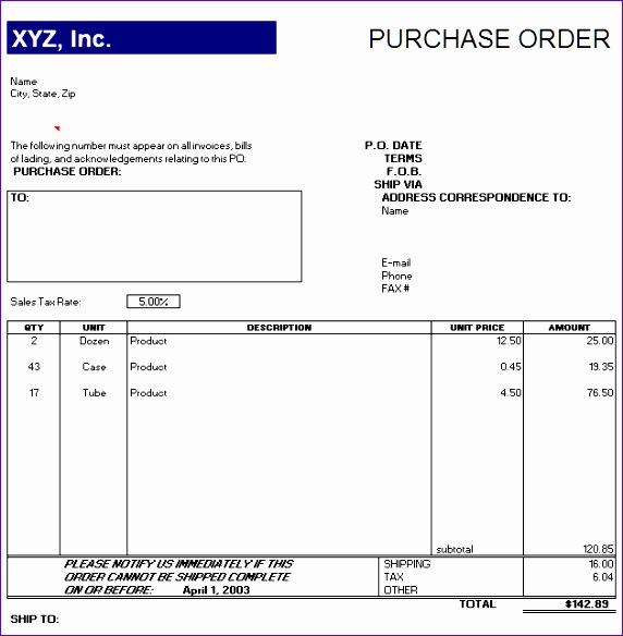 6 Free Purchase order form Template Excel Excel Templates