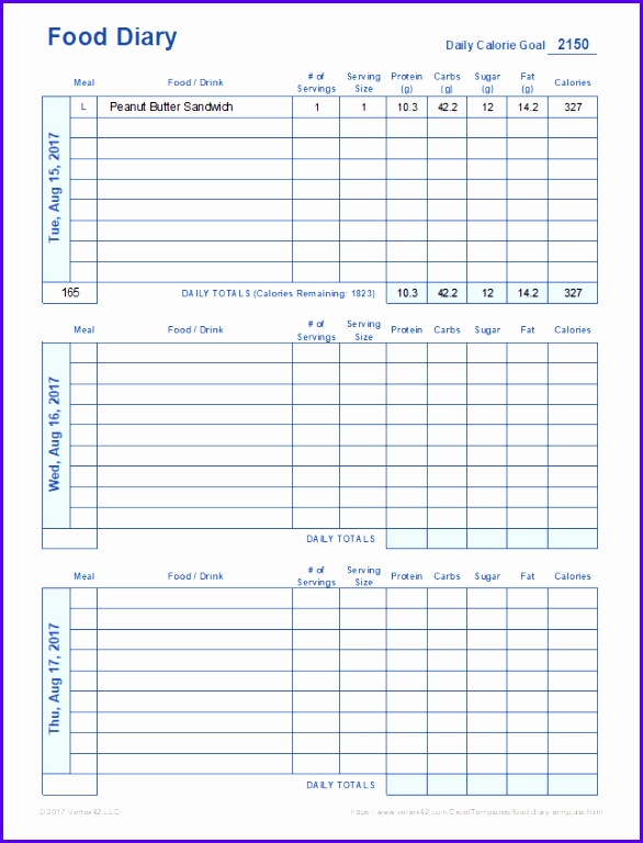 14 Food Journal Template Excel Excel Templates Excel Templates