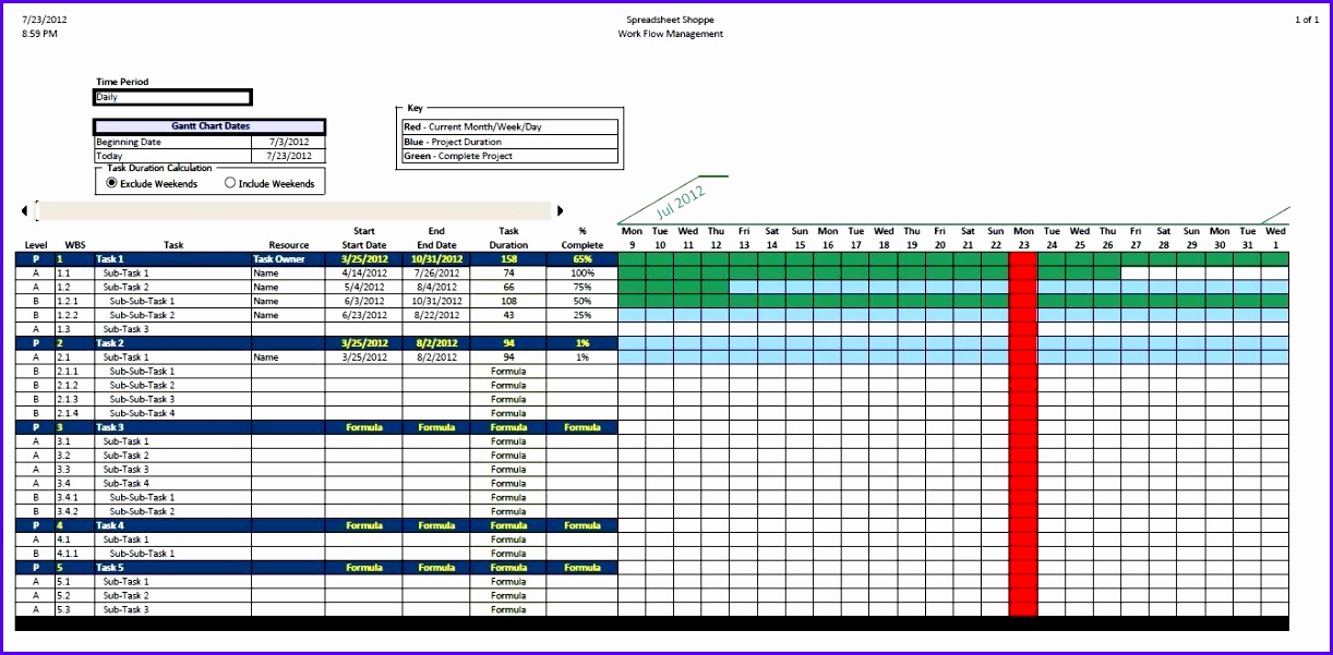 6 Gantt Chart Excel Free Template Excel Templates