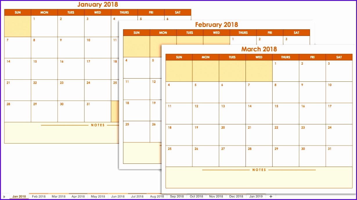 6 Excel Calendars Templates Excel Templates