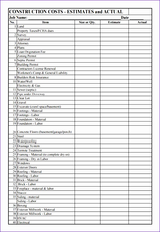 10 Excel Estimating Template Excel Templates
