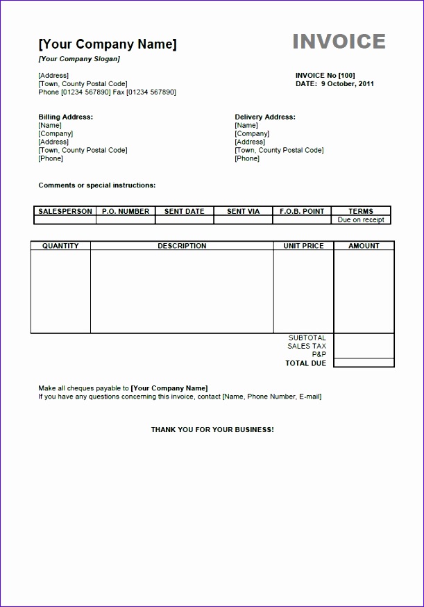 9 Excel Free Invoice Template Excel Templates