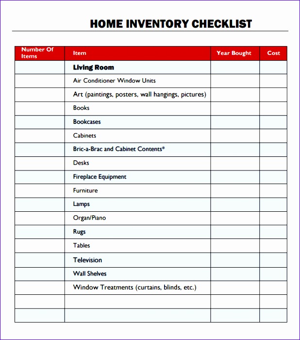 10 Excel Home Inventory Template Excel Templates