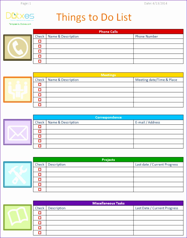5 Excel Template to Do List Excel Templates