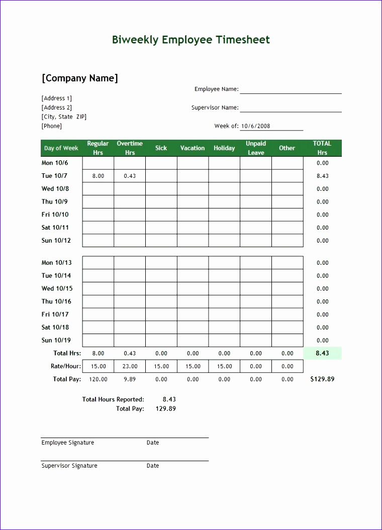 5 Excel Time Card Template Excel Templates