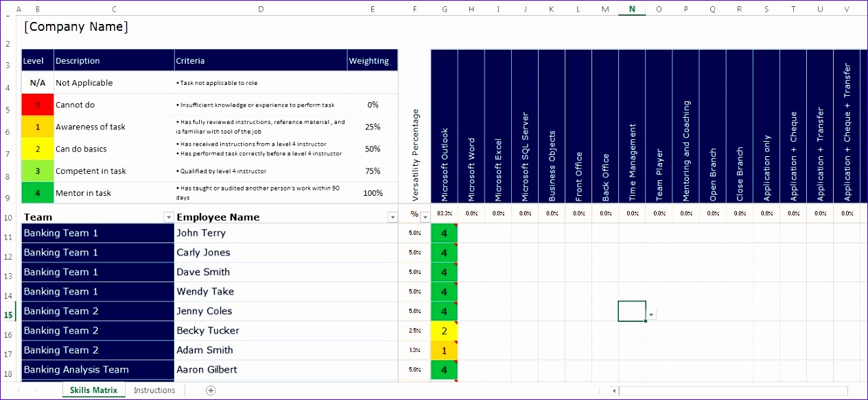 Training Matrix Example Free Excel Template