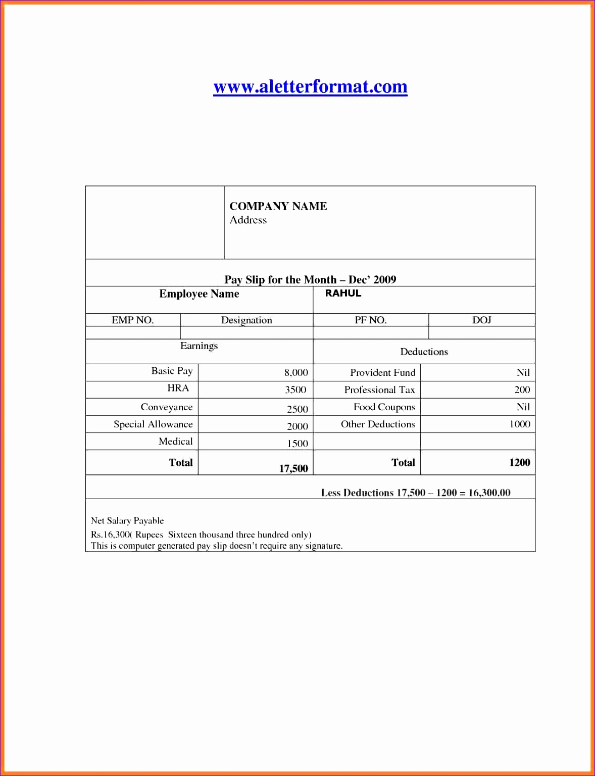 Excel Pay Slip Template Singapore Salary Slip Format In Excel Free