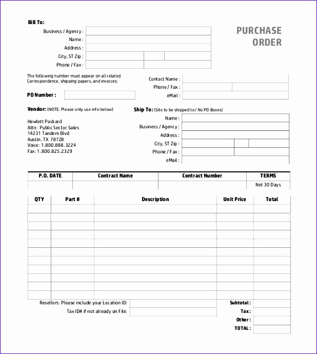 6 Purchase order Template Excel Excel Templates
