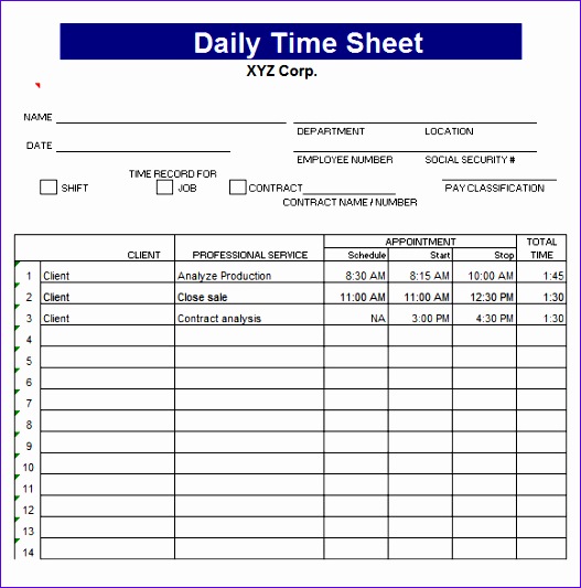 11 Timesheet Template for Excel Excel Templates