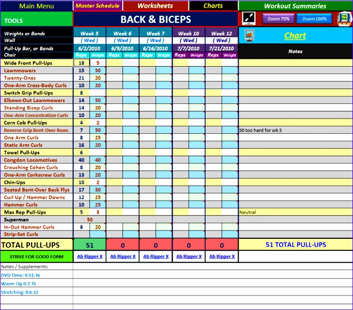 6 Workout Log Template Excel Excel Templates