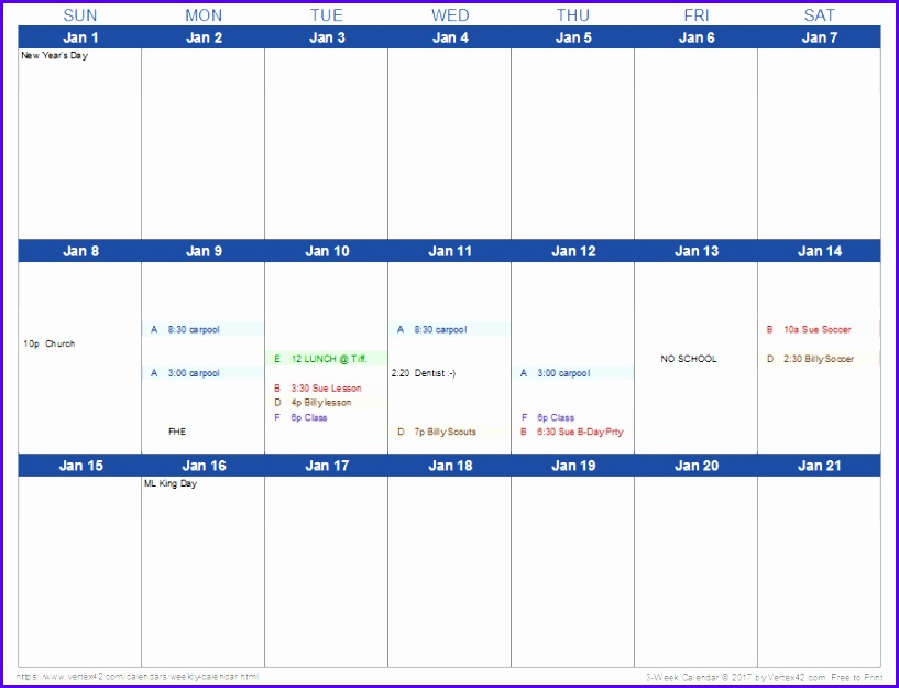 11 Excel Calendar Template Weekly Excel Templates