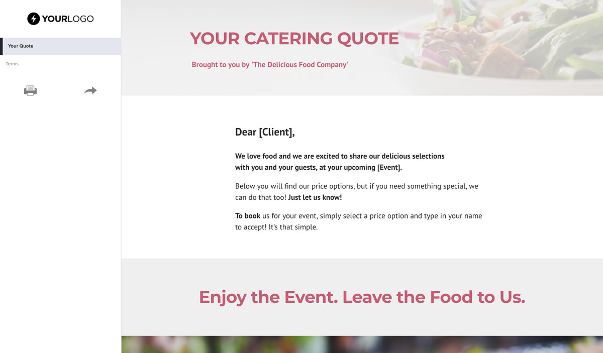 catering quote template Excel Templates