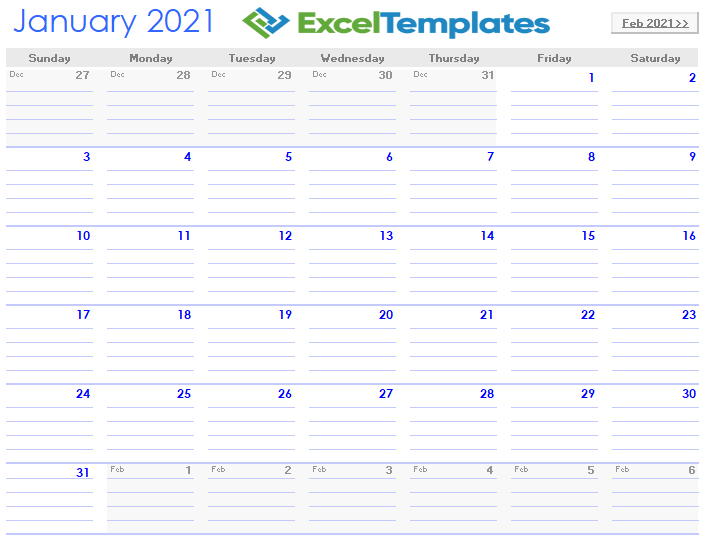 Notebook Calendar Template Excel
