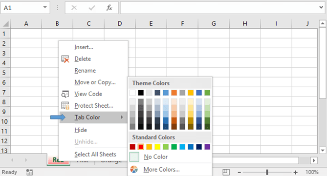 How to change sheet tab color based on cell value?