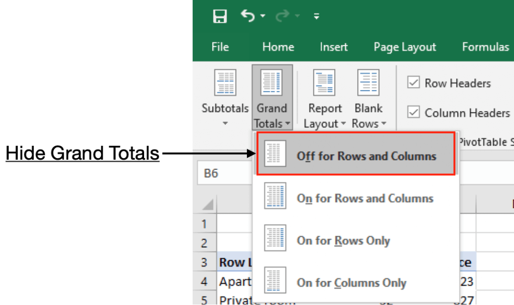 How To Show Hide Grand Totals In Pivot Table Excel