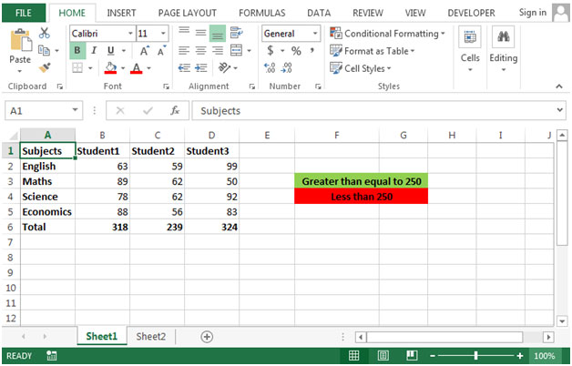 Color numbers based on the Value Result in Microsoft Excel 2010